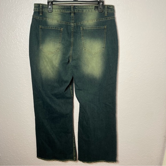 Flamingo Flamingals Five Pocket Wide Leg Jeans with Frayed Raw Hem Size XL New! - Picture 2 of 11